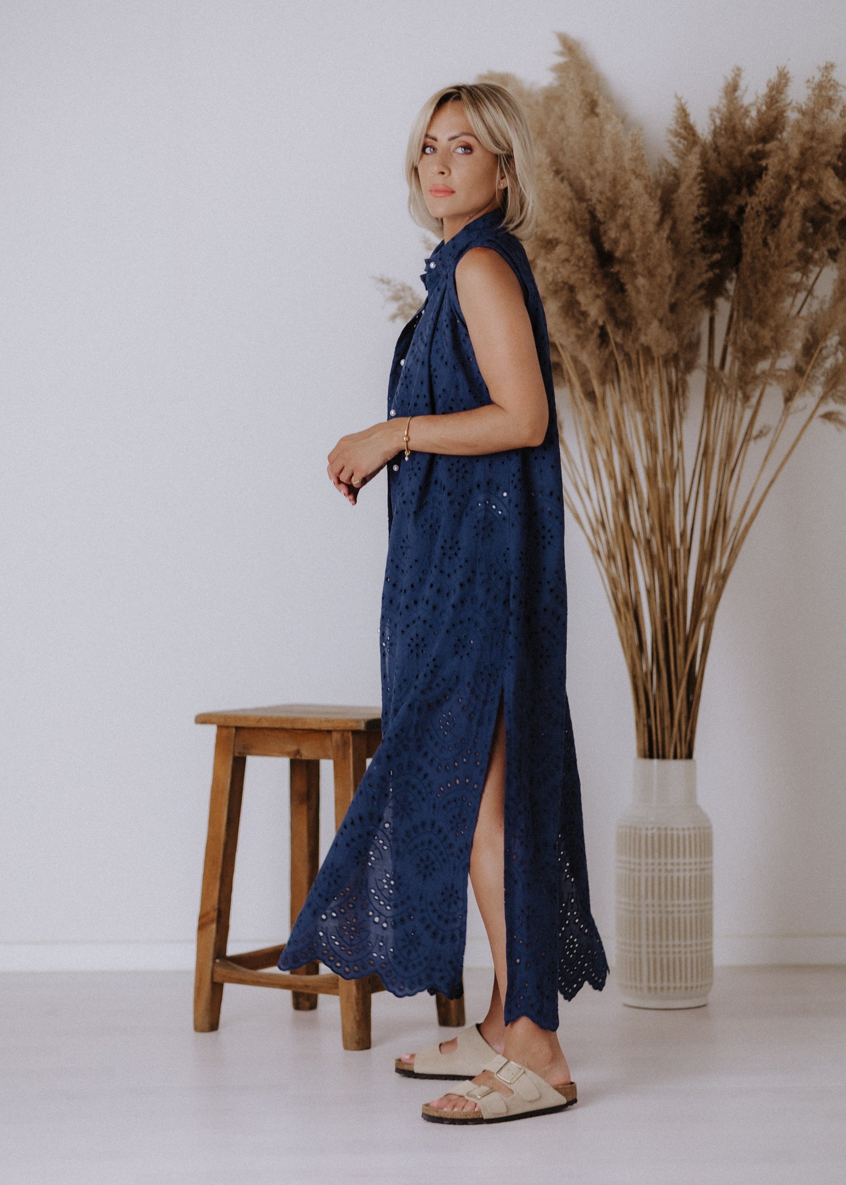 Madeira maxi shirt in navy blue