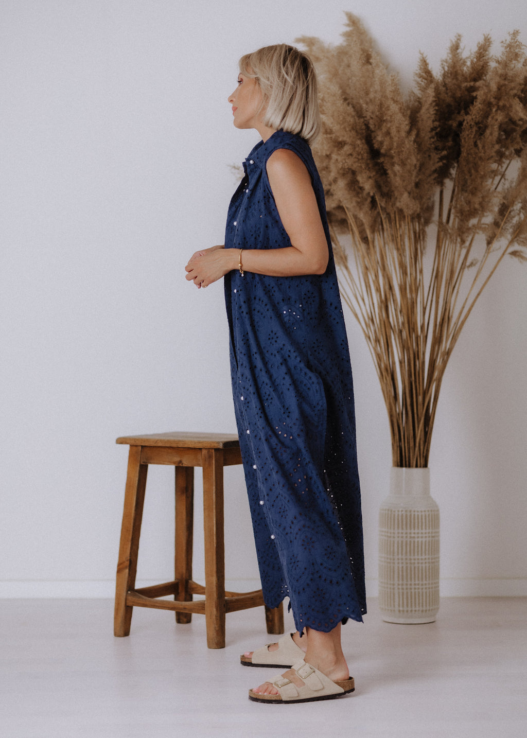 Madeira maxi shirt in navy blue