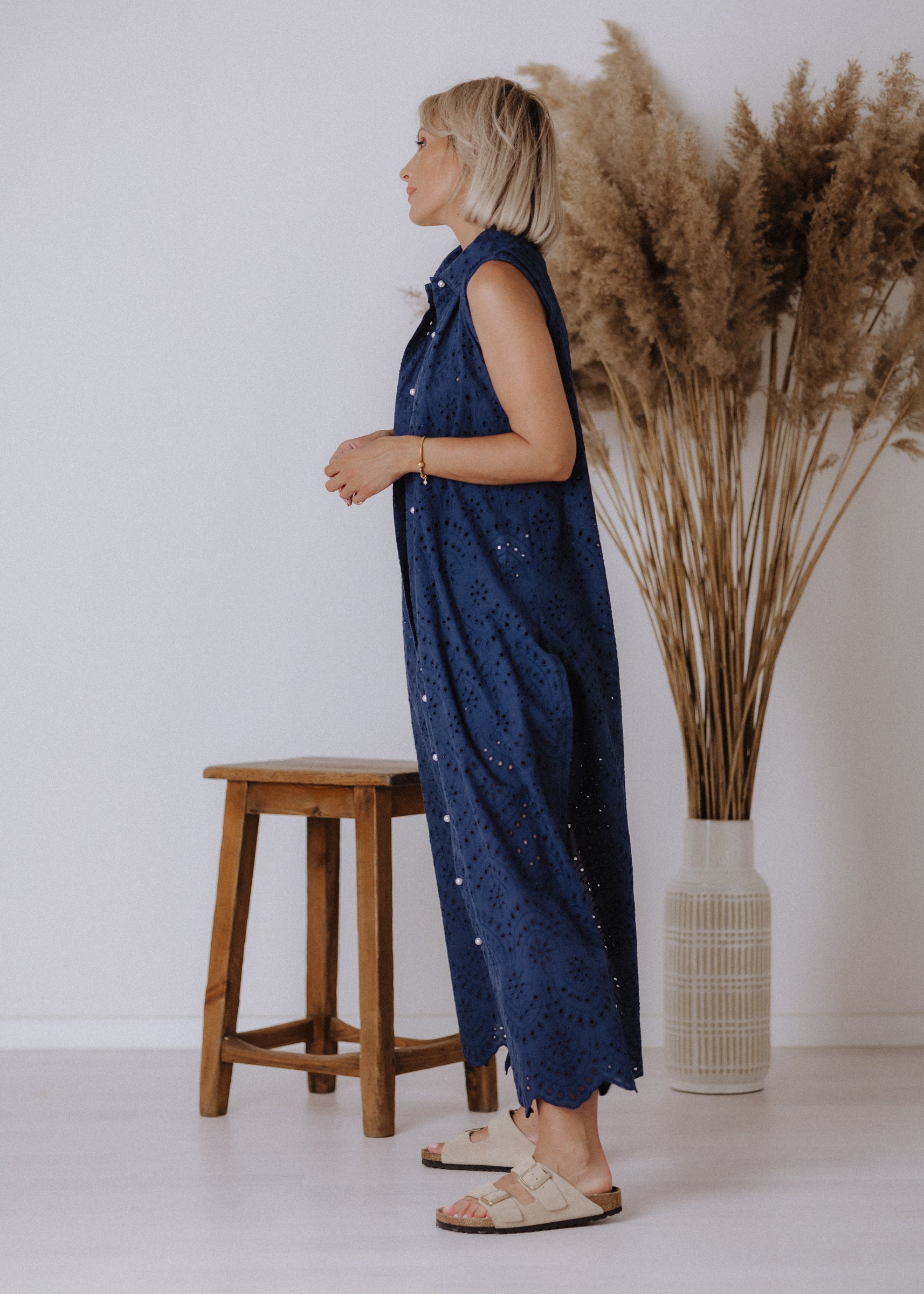 Madeira maxi shirt in navy blue