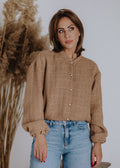 Bomber-style top made of bouclé fabric