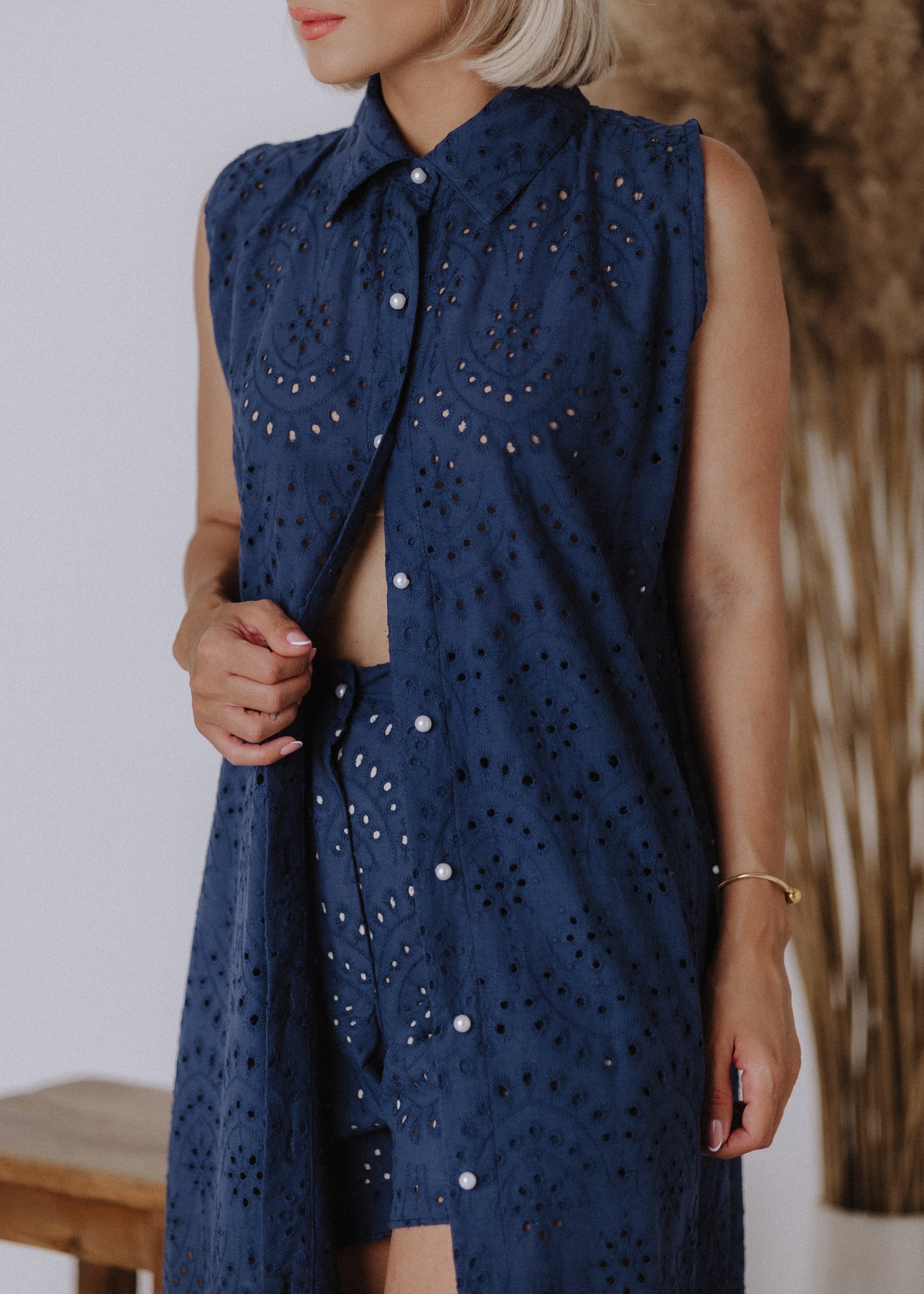 Madeira maxi shirt in navy blue