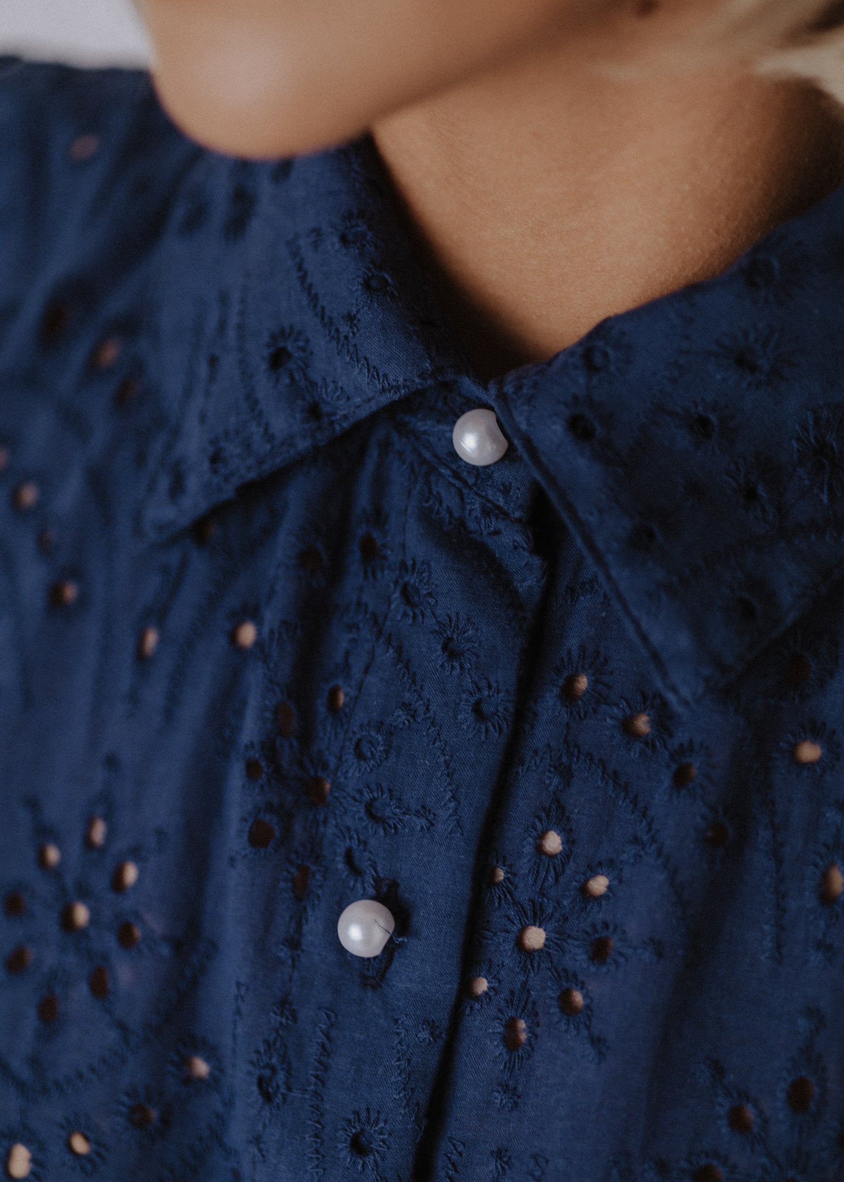 Madeira maxi shirt in navy blue