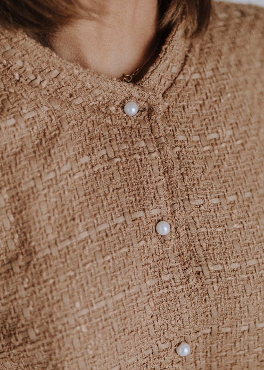 Bomber-style top made of bouclé fabric