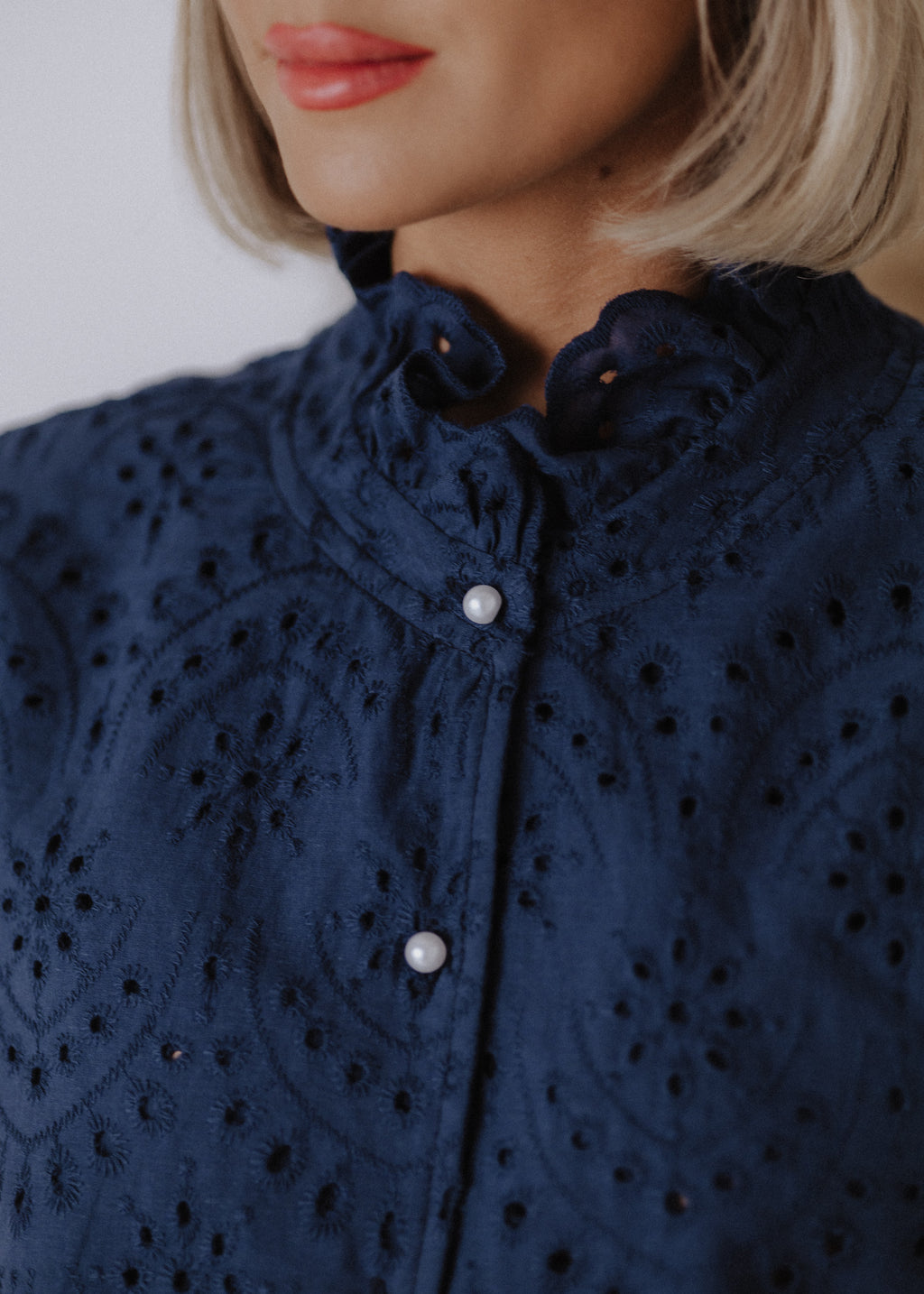 Madeira sleeveless bomber top in navy blue