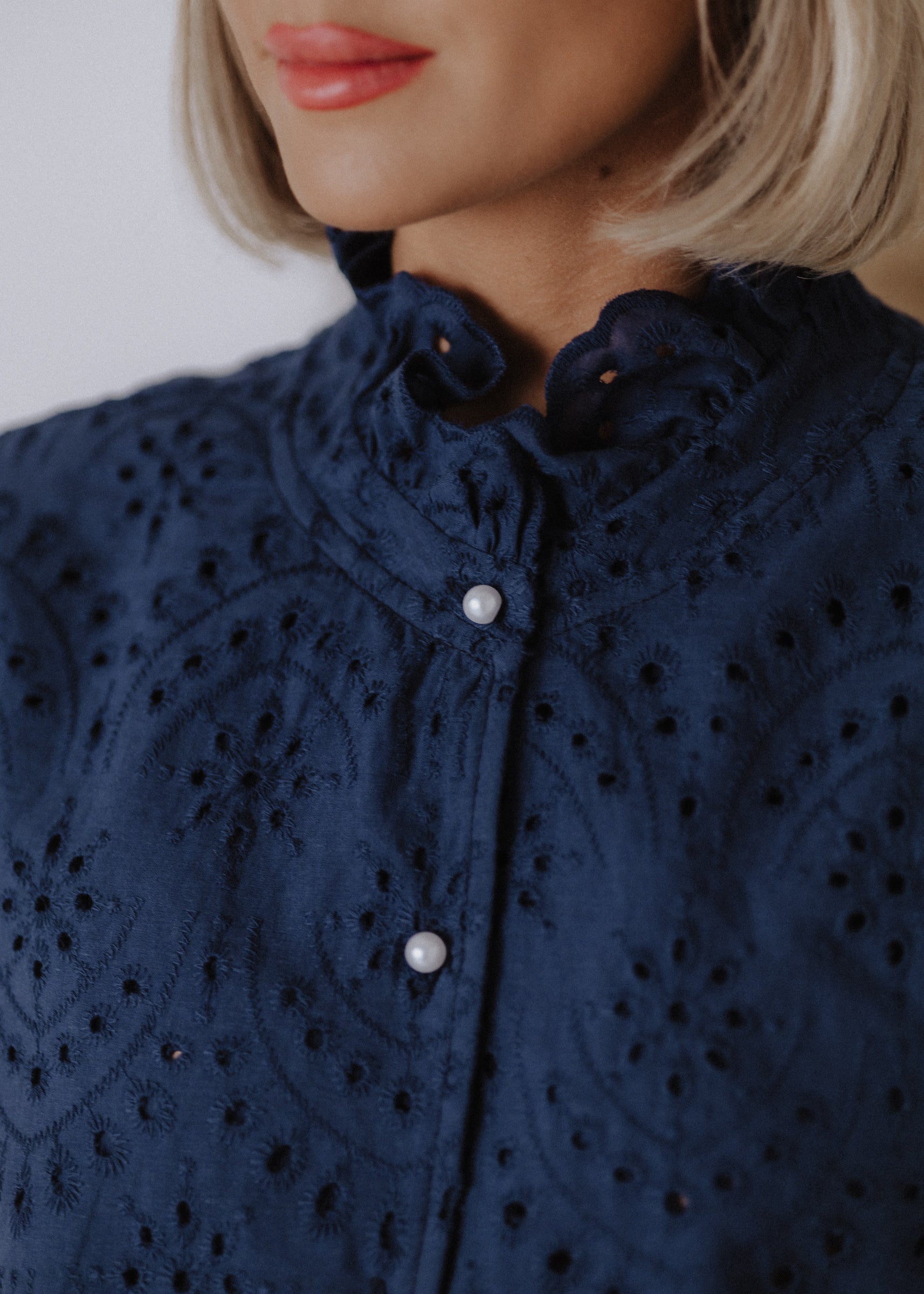 Madeira sleeveless bomber top in navy blue