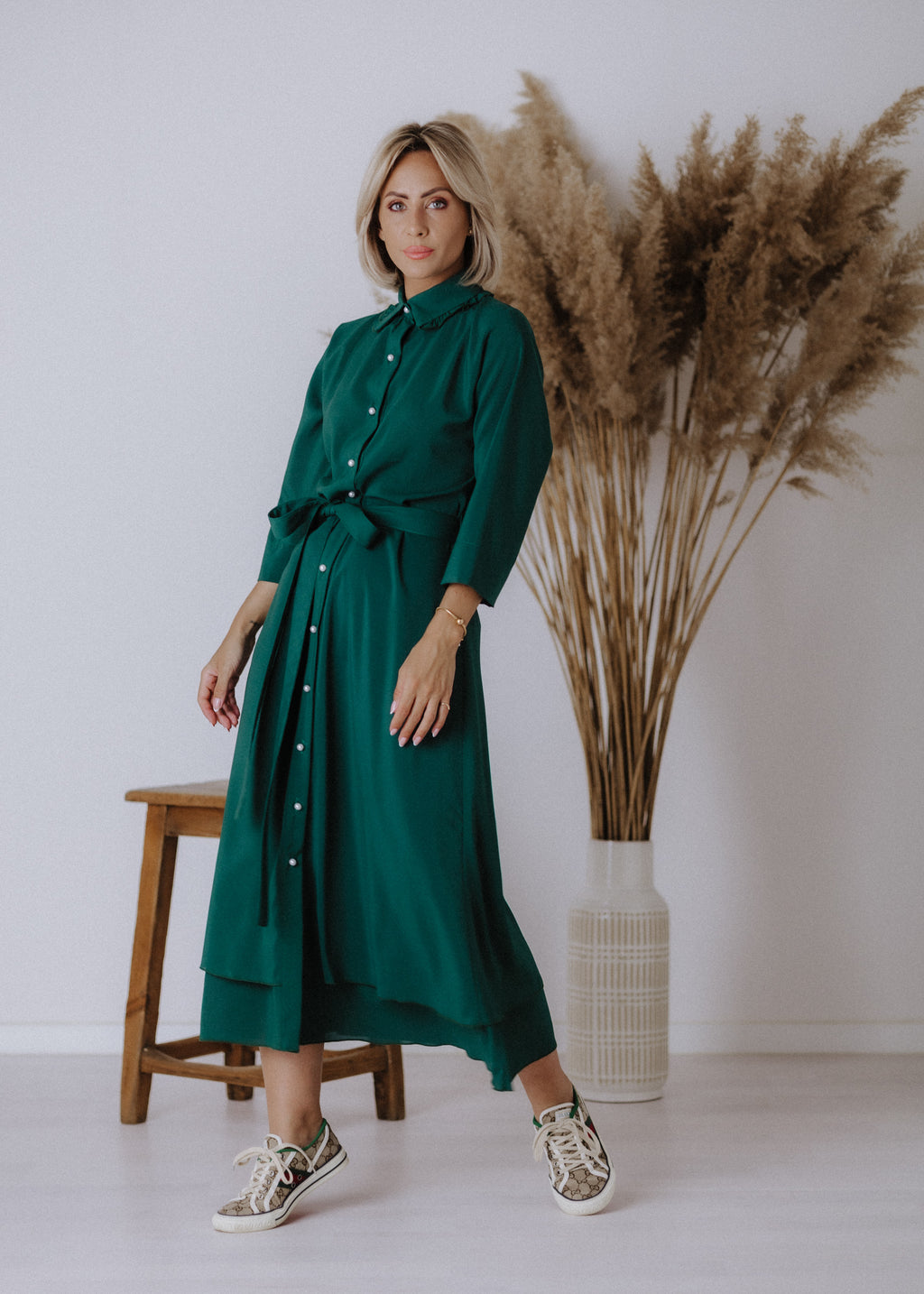 Muszlin ingruha smaragd színben