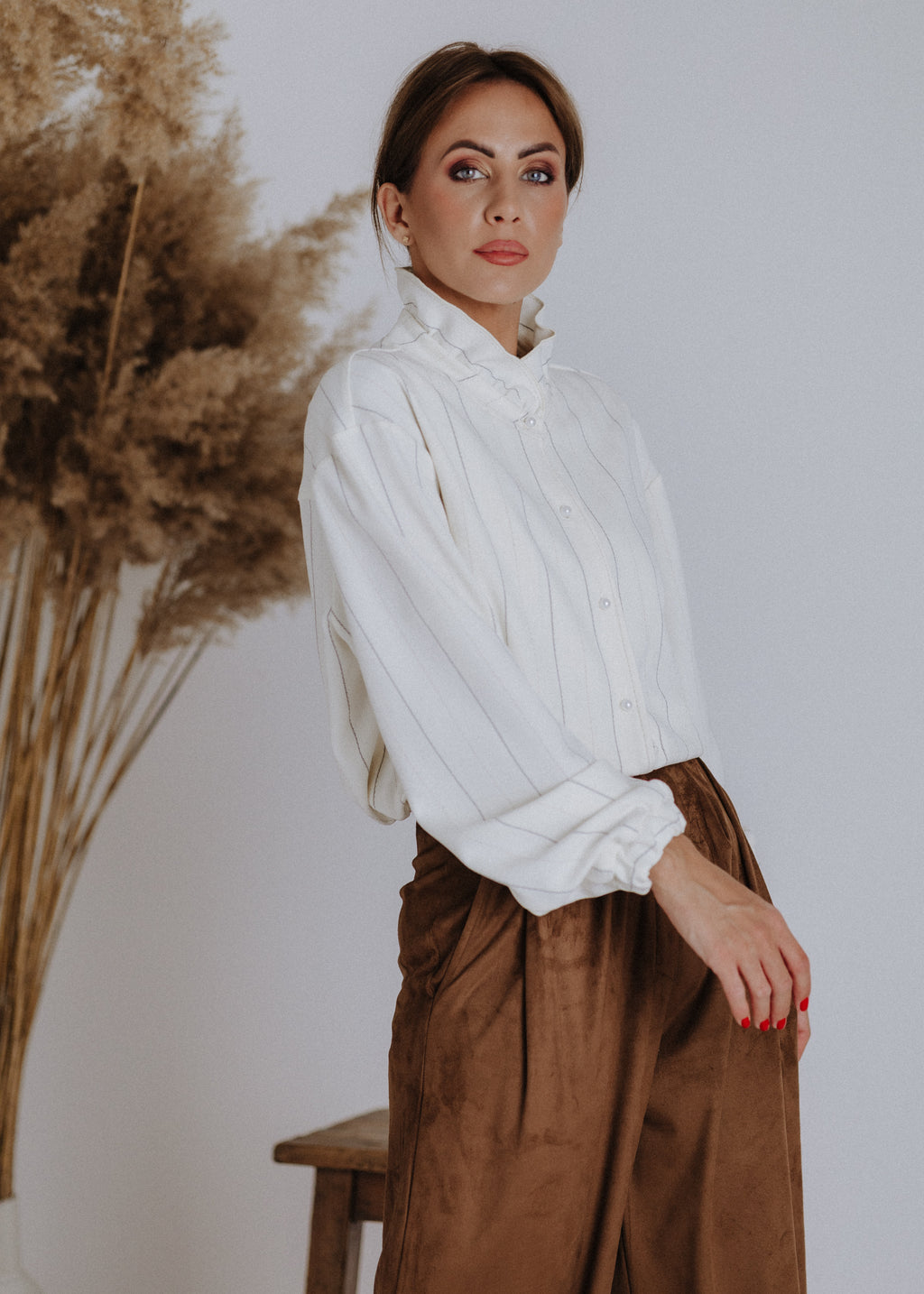 Ecru striped bomber jacket