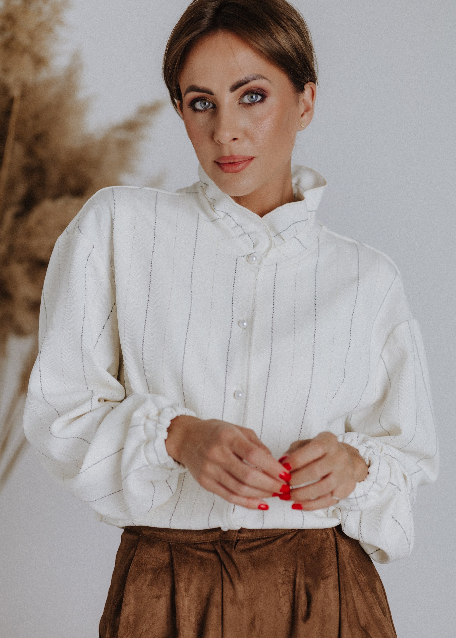 Ecru striped bomber jacket