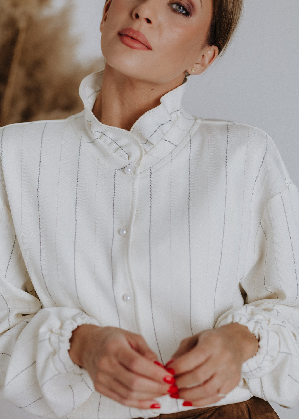 Ecru striped bomber jacket