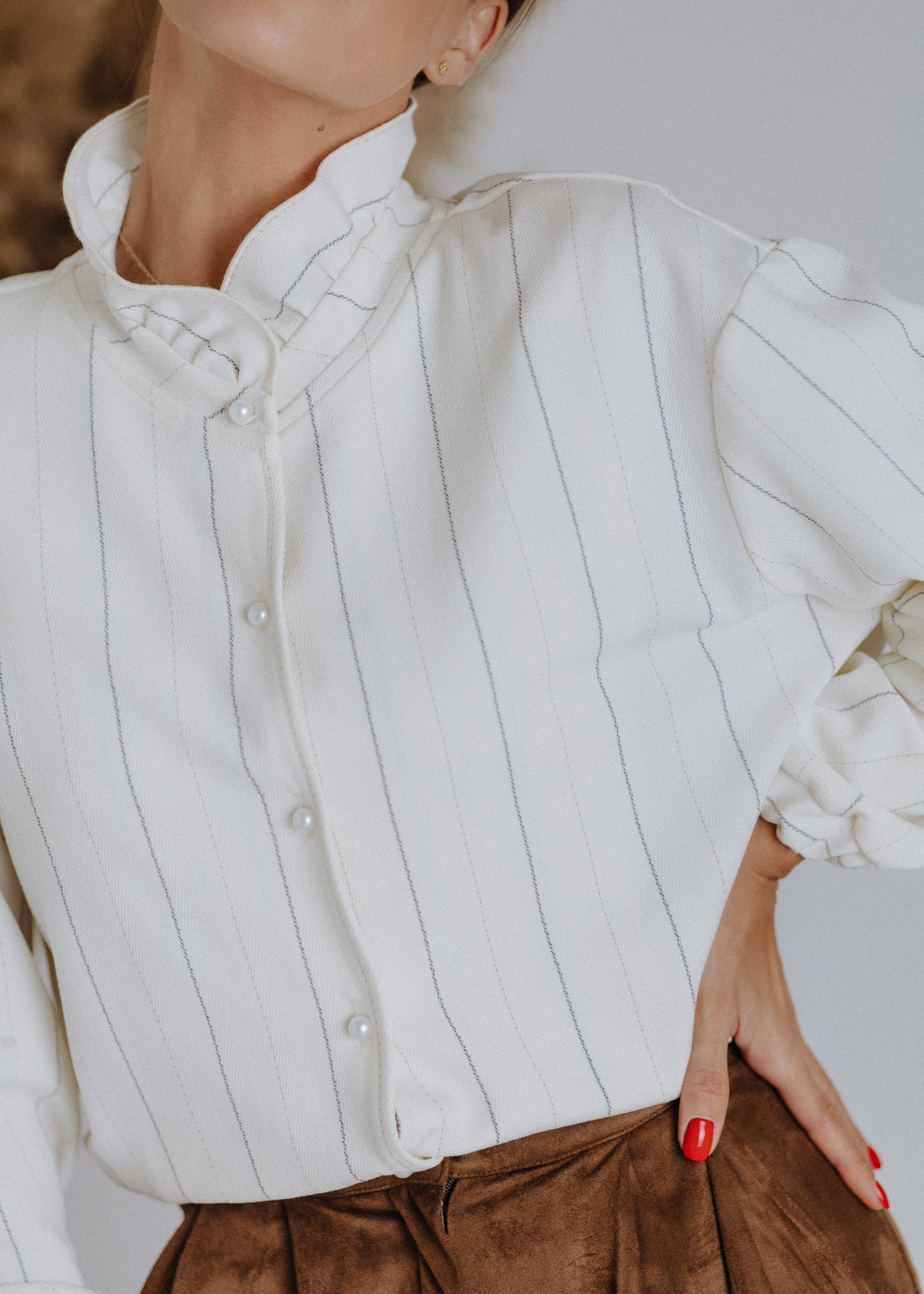 Ecru striped bomber jacket