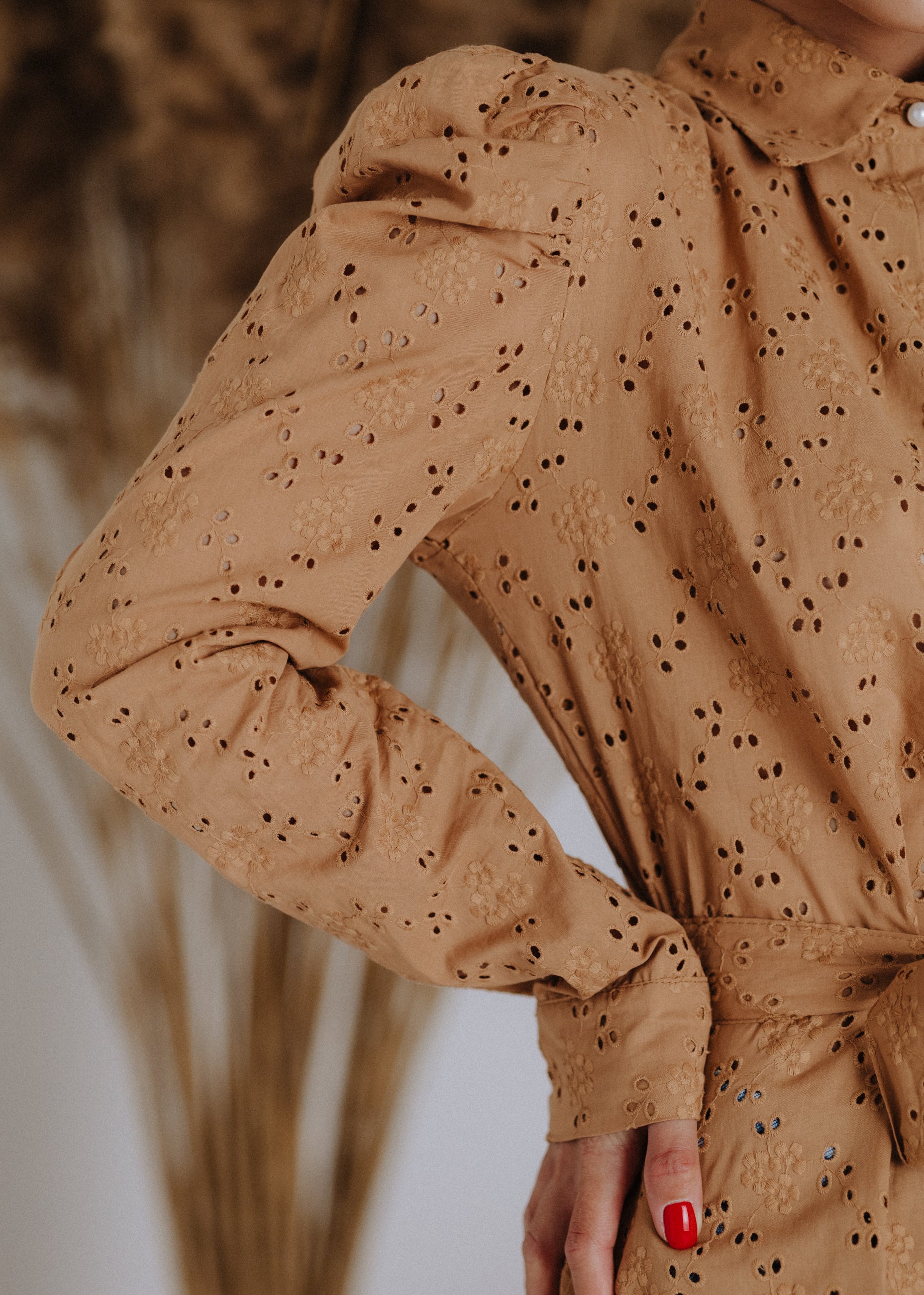 Camel madeira shirt with belt