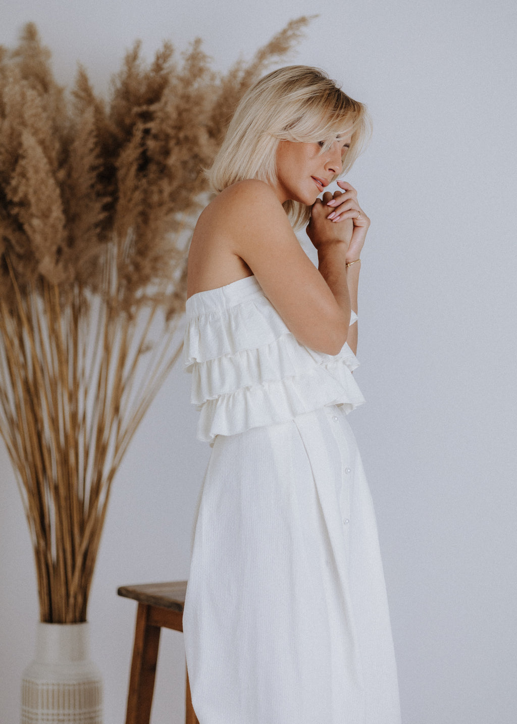 Striped ruffled top