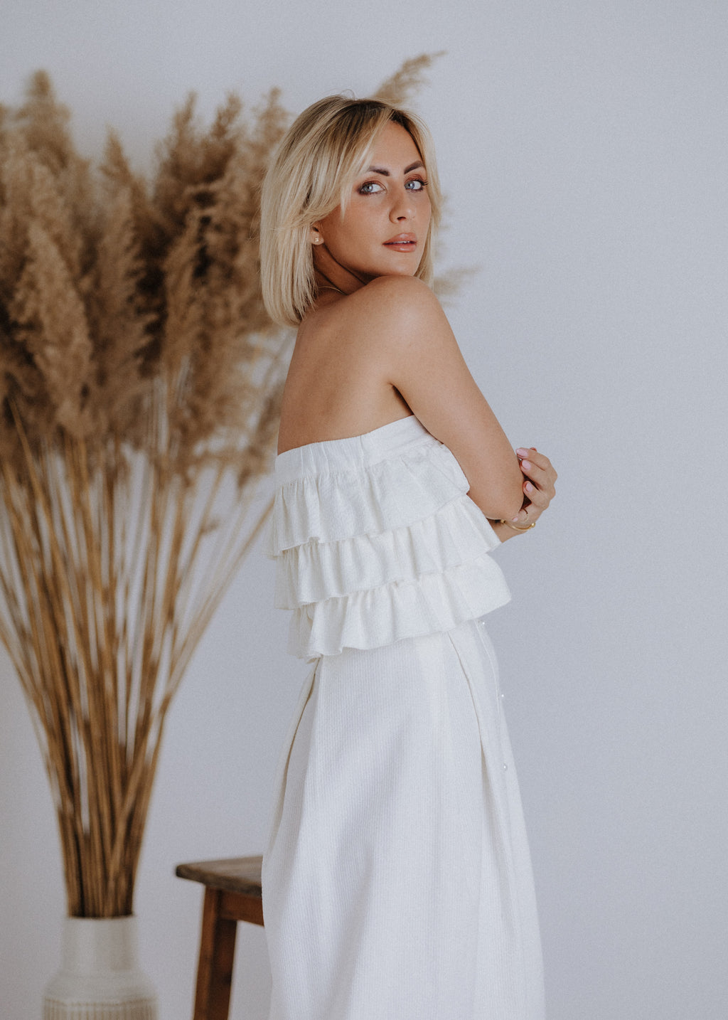 Striped ruffled top