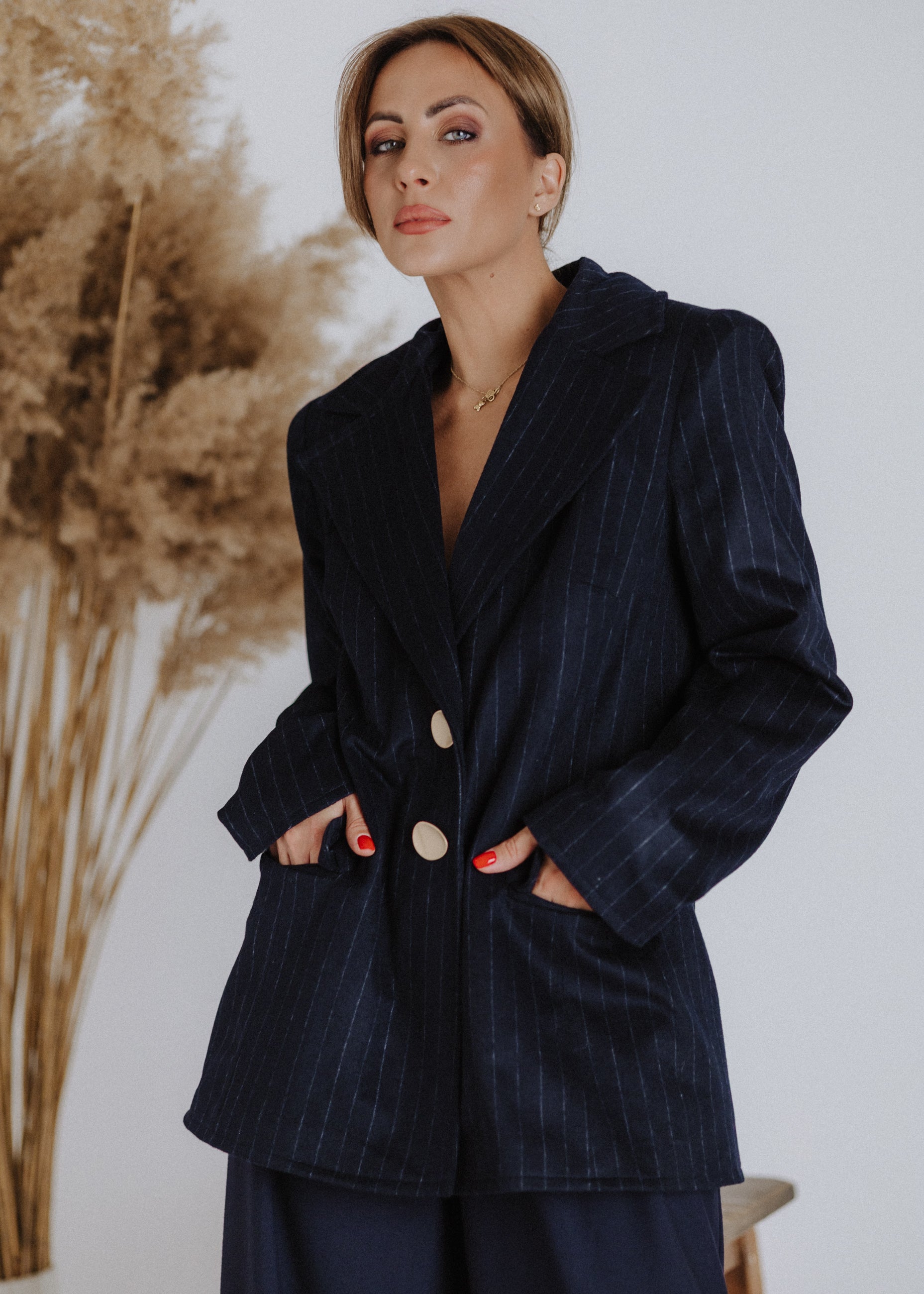 Pinstripe wool jacket