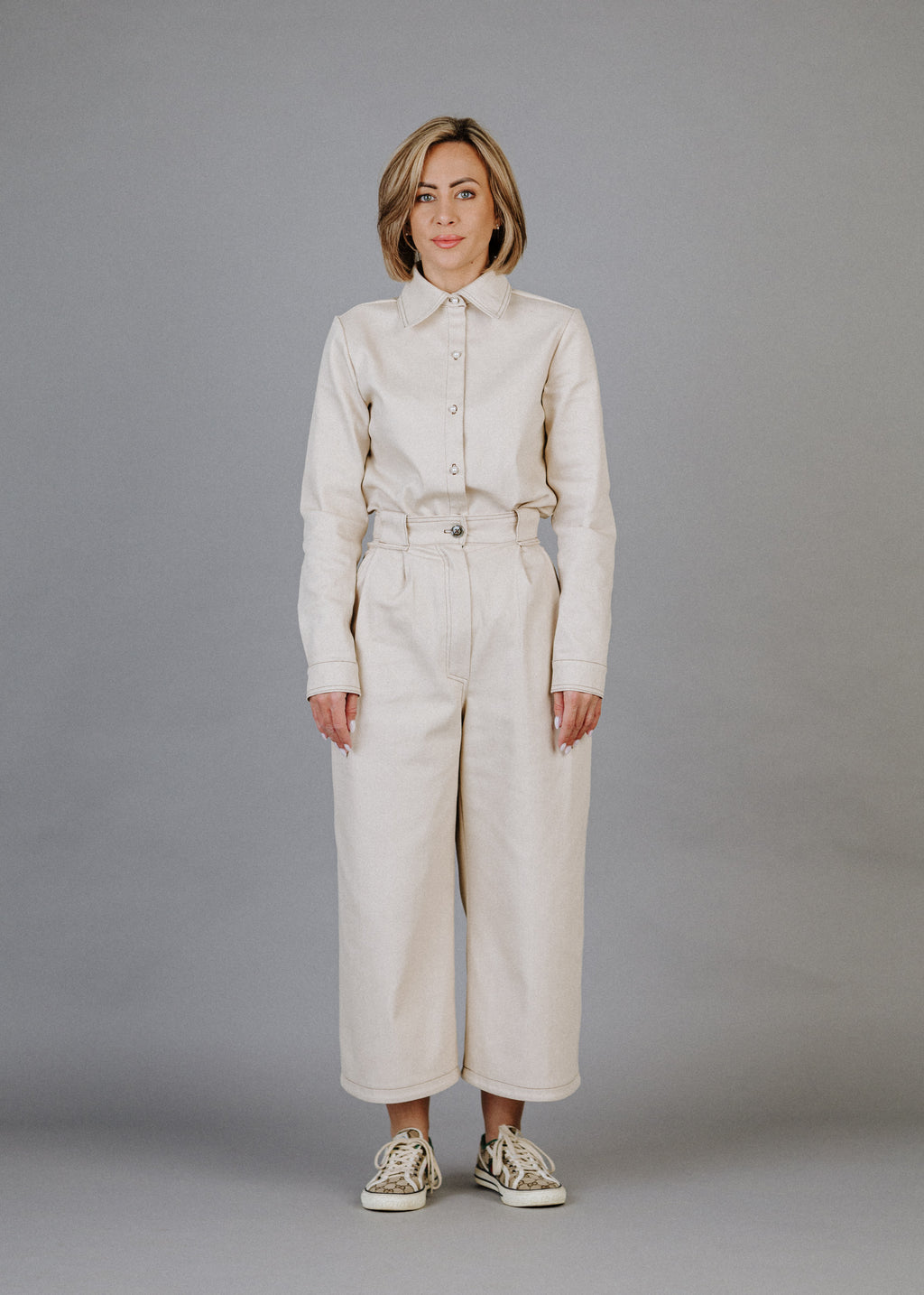 Bézs culotte farmernadrág