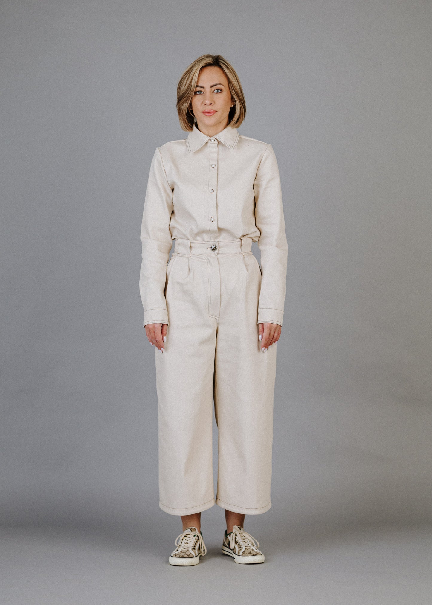 Bézs culotte farmernadrág