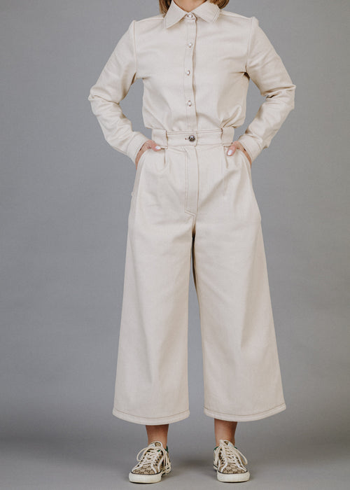 Bézs culotte farmernadrág