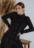 Ruffle collar shirt in black