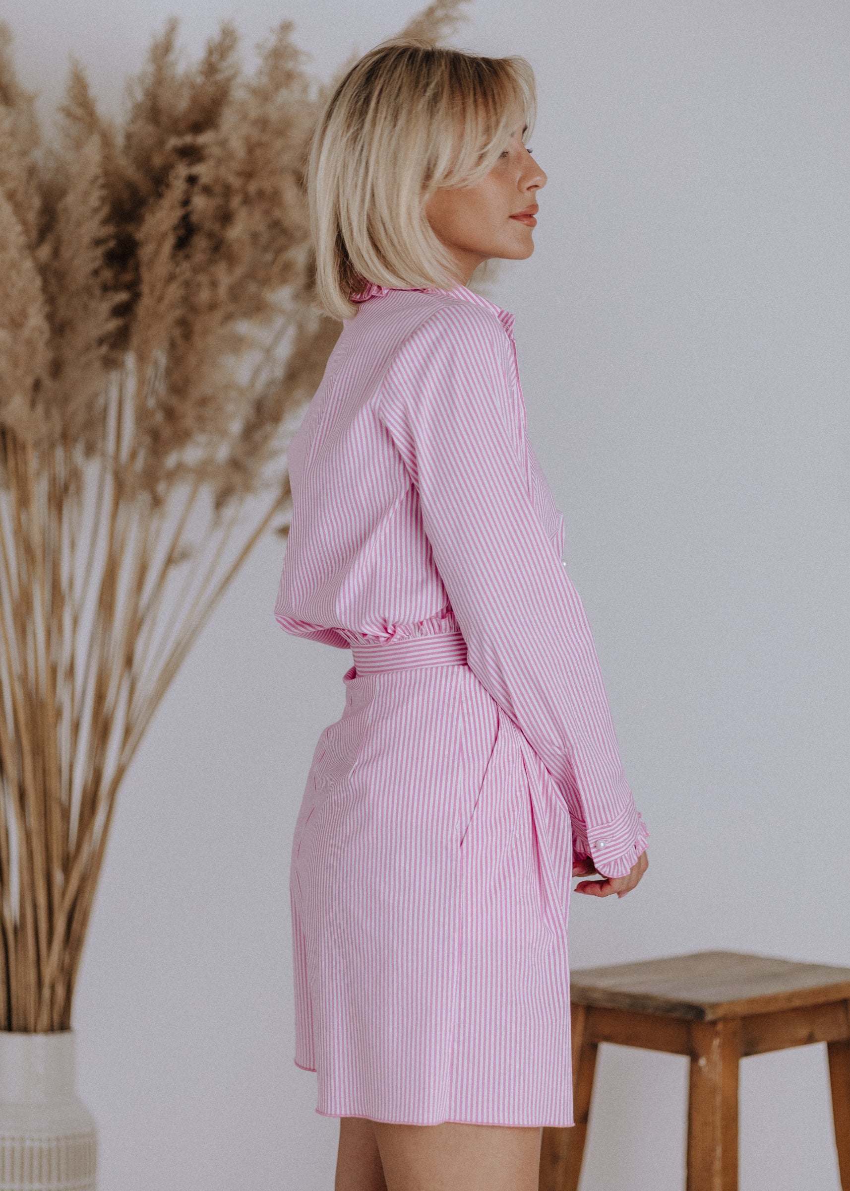 Striped bermuda shorts in pink