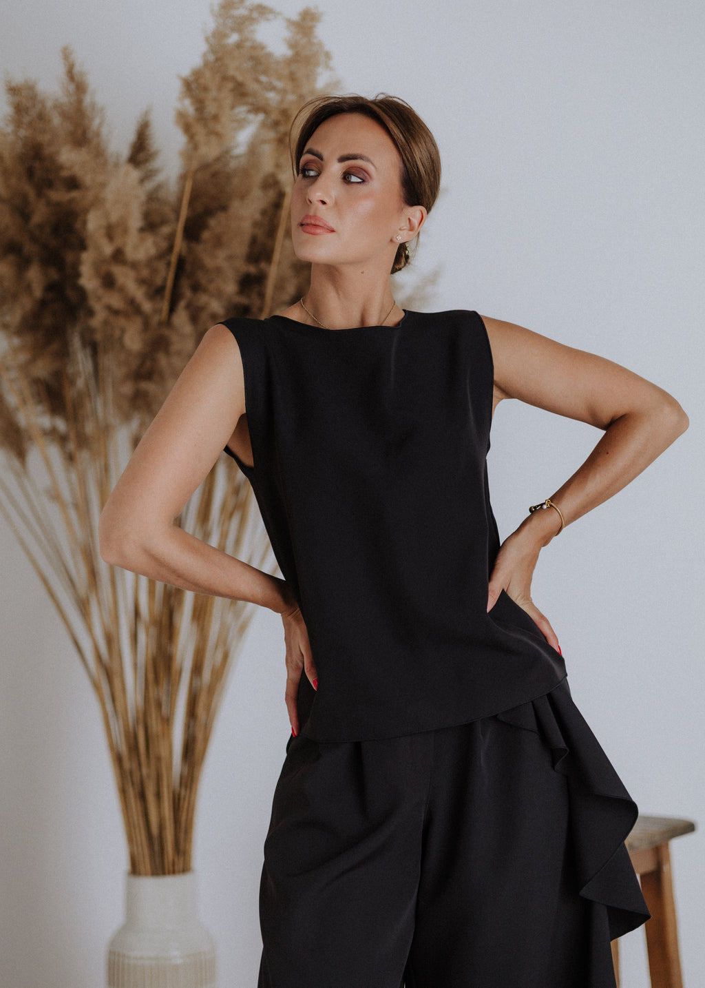 Fine fabric jersey in black
