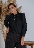 Textured madeira blouse in black
