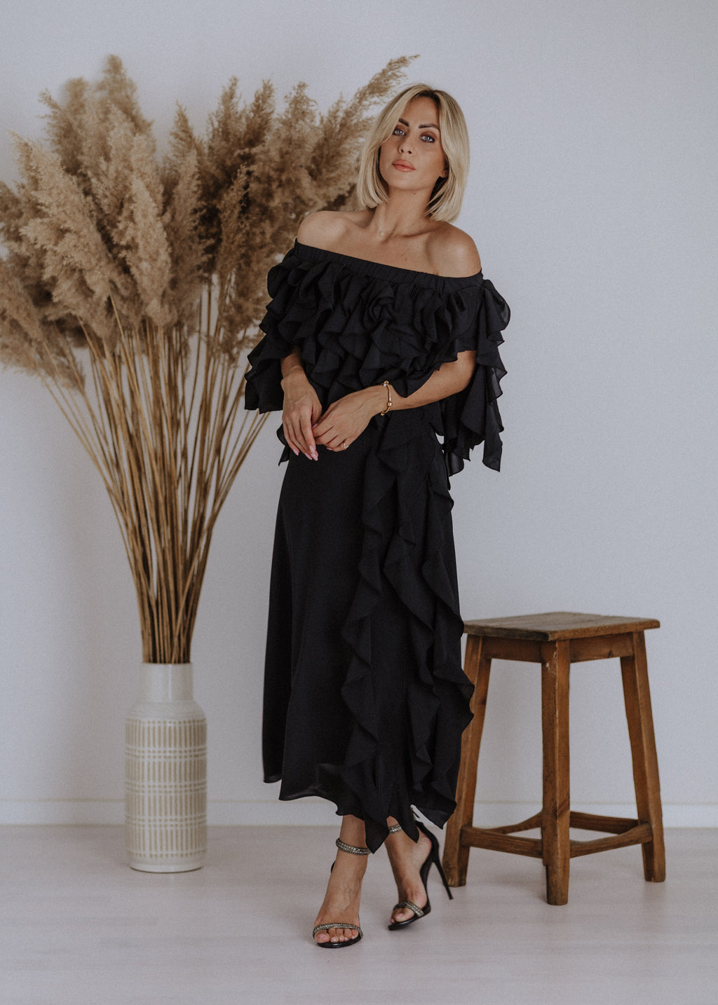 Muslin curly ruffle skirt