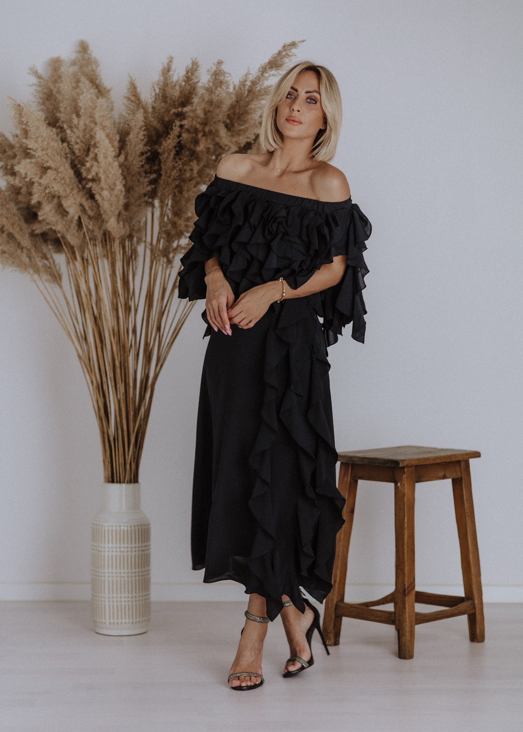 Muslin curly ruffle skirt