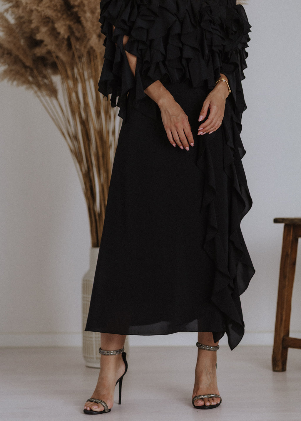 Muslin curly ruffle skirt
