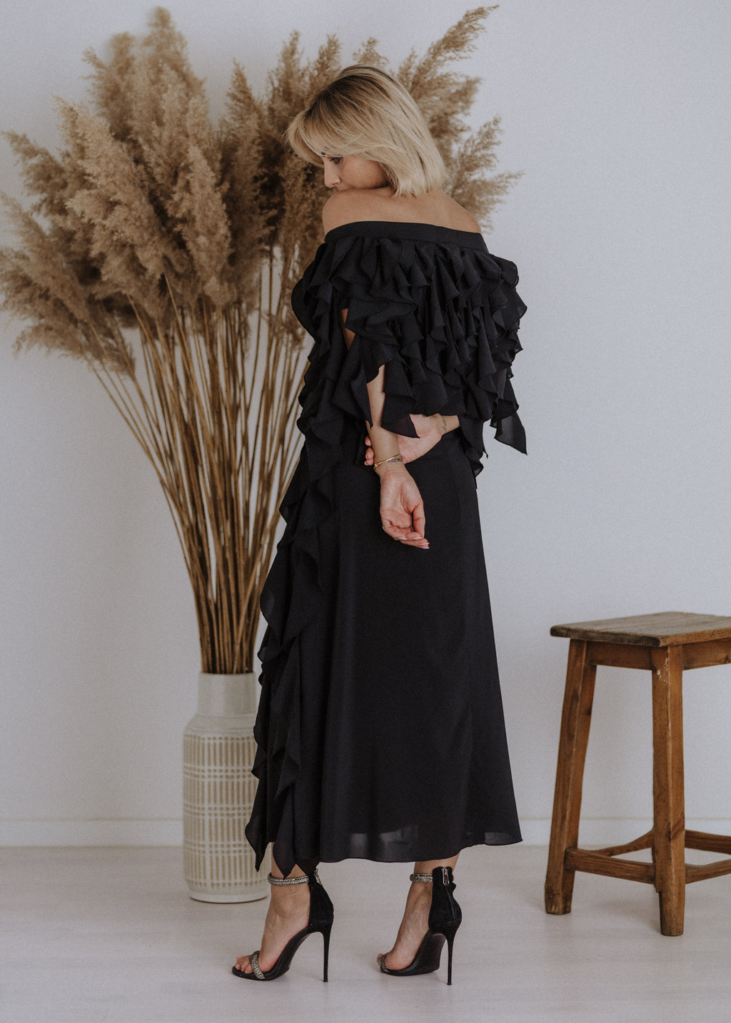 Muslin curly ruffle skirt