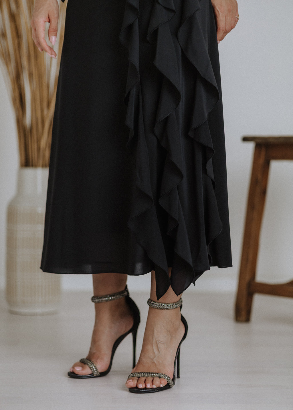 Muslin curly ruffle skirt