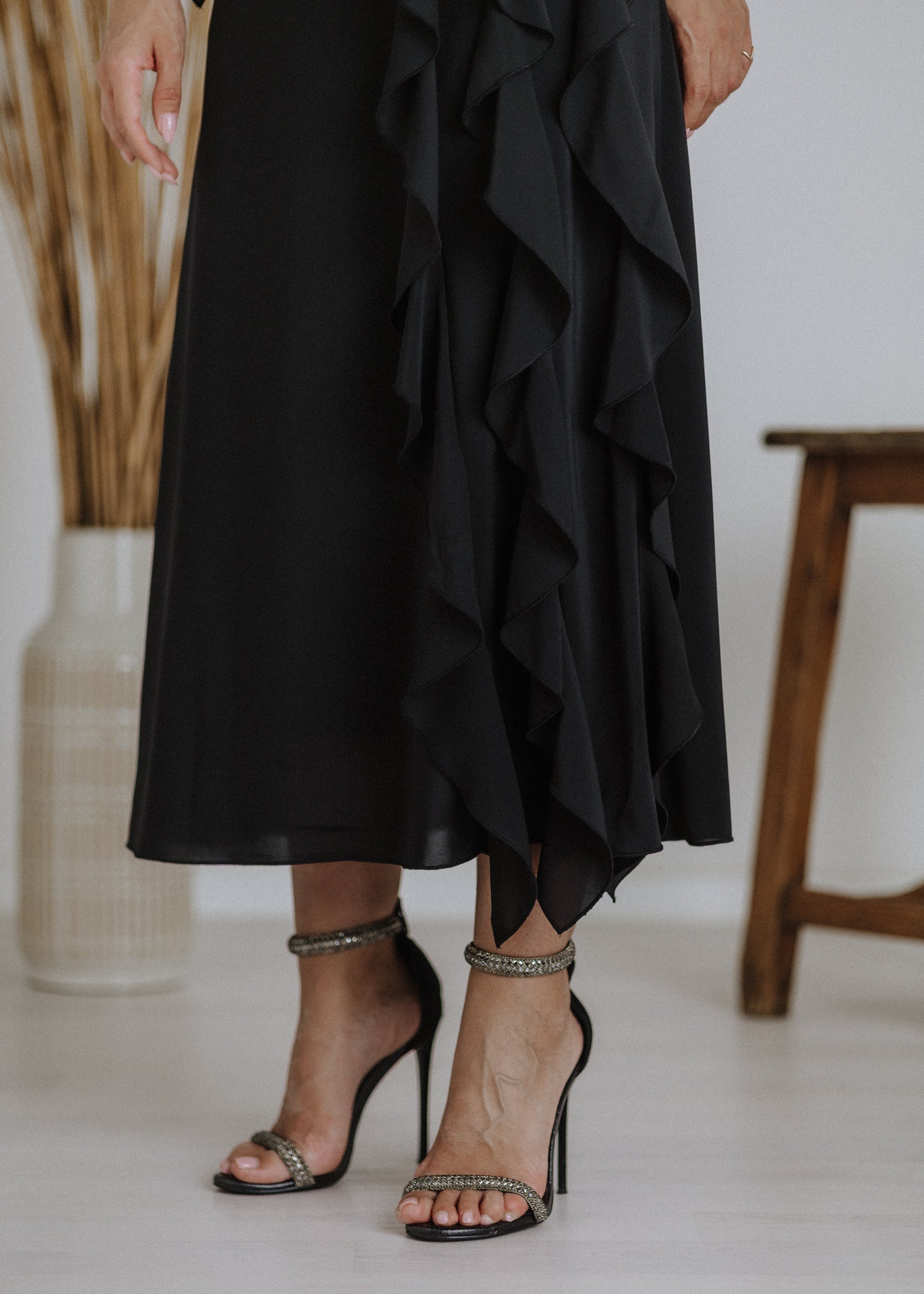 Muslin curly ruffle skirt