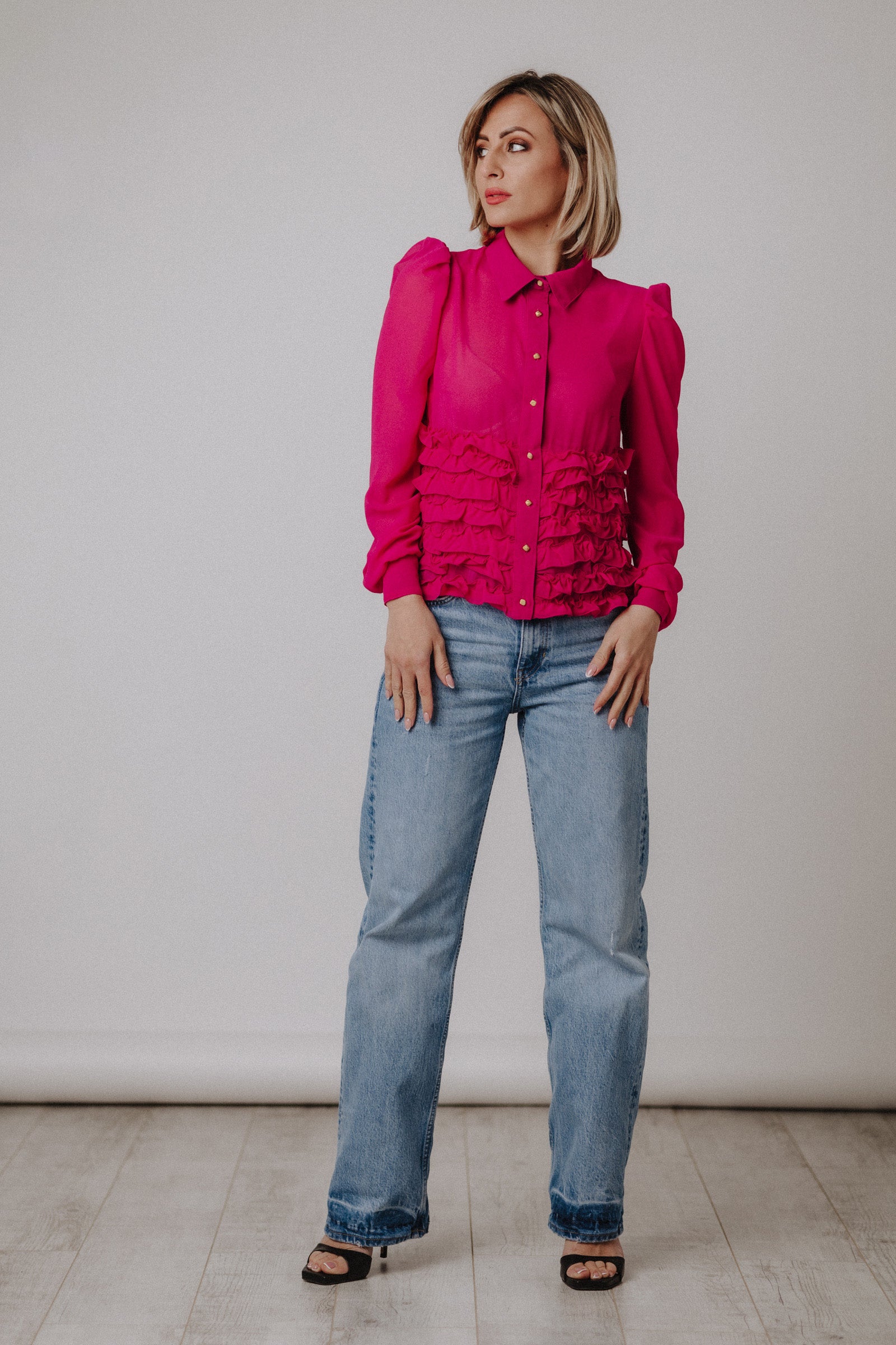 Ruffled cotton candy blouse