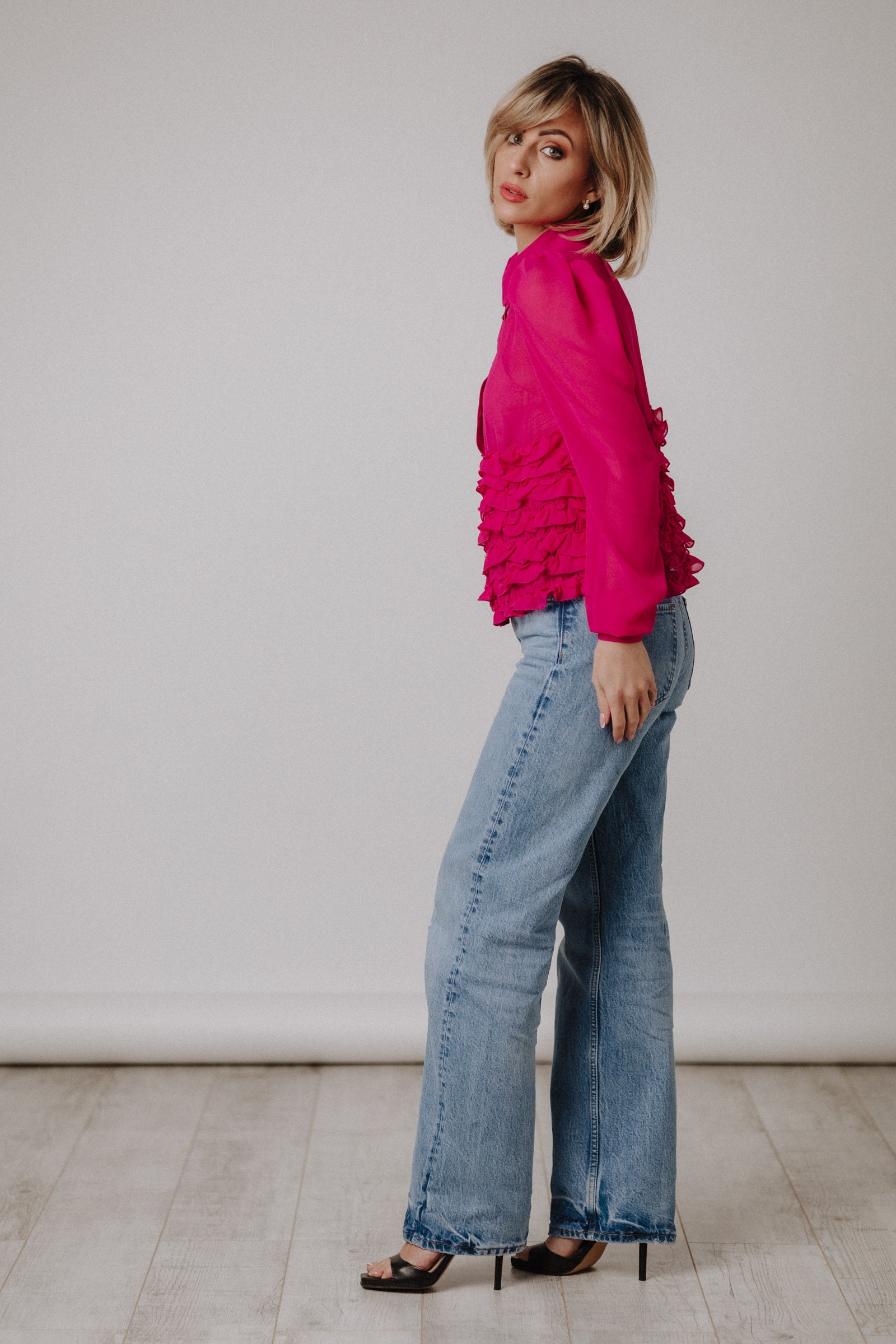 Ruffled cotton candy blouse