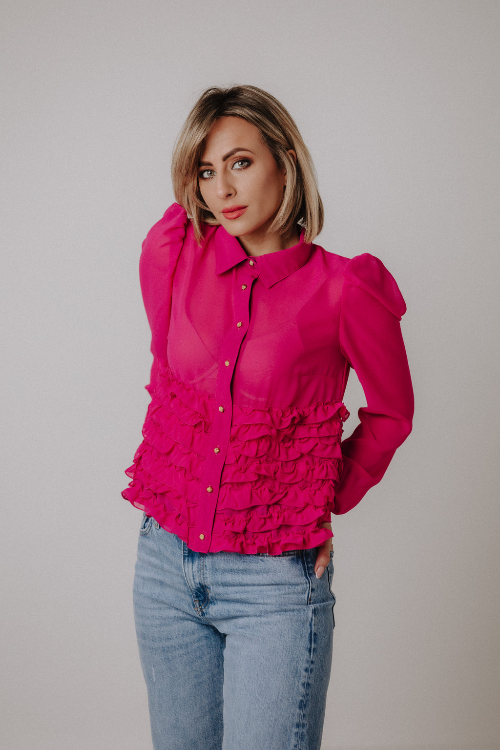 Ruffled cotton candy blouse