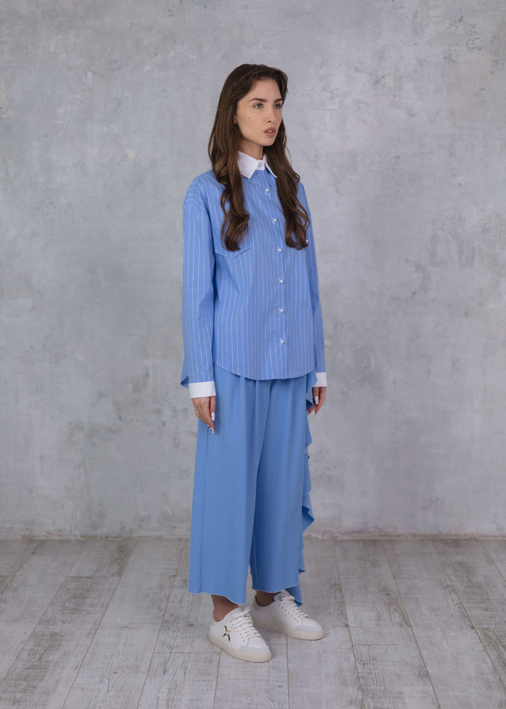Azure culotte with ruffle detail