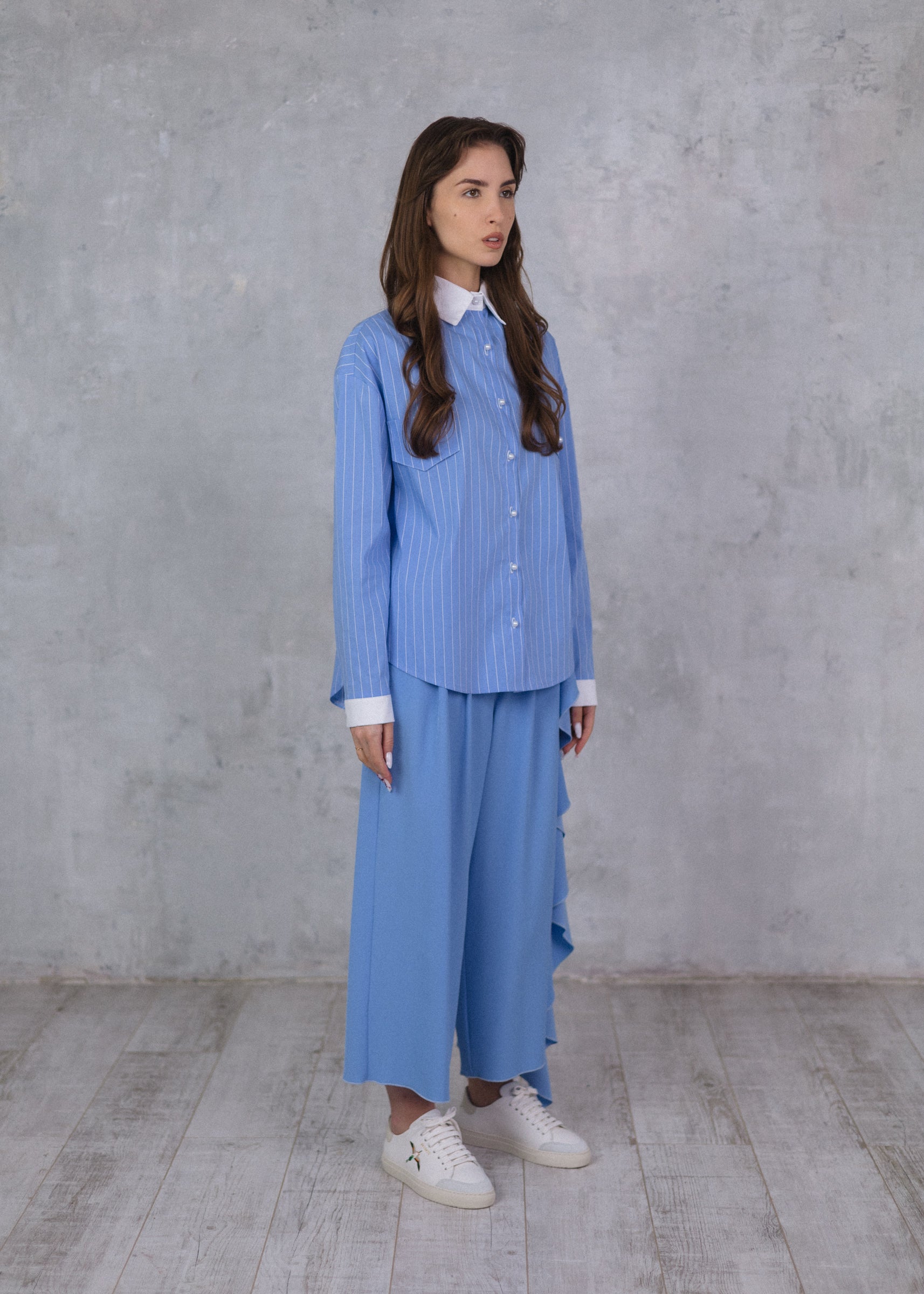 Azure culotte with ruffle detail