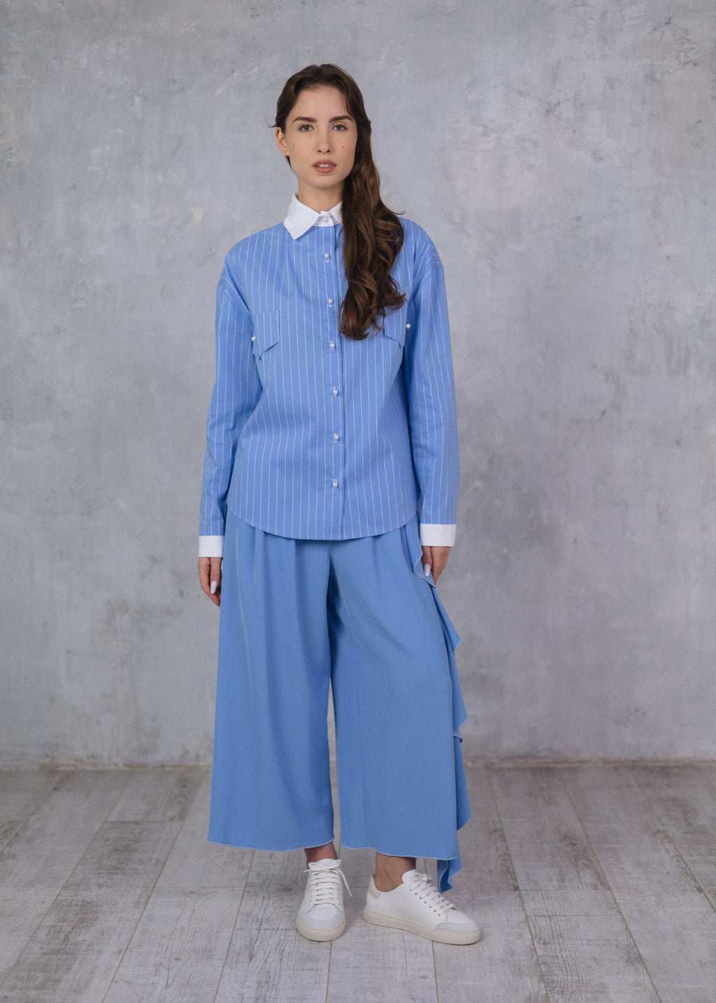 Azure culotte with ruffle detail