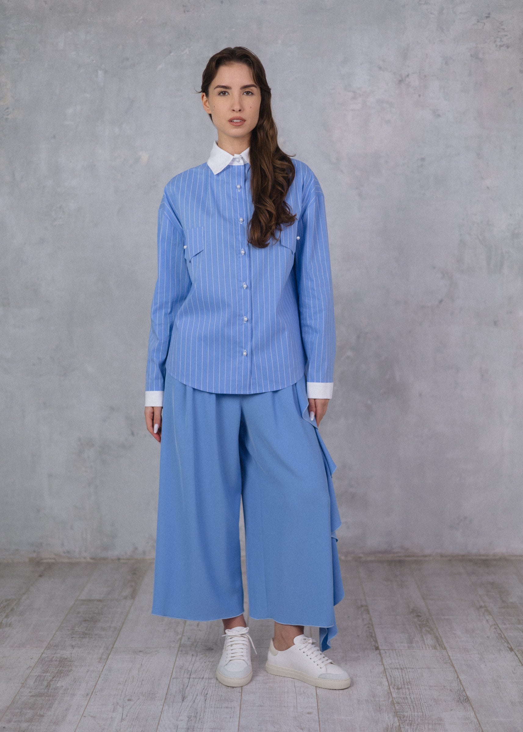 Azure culotte with ruffle detail