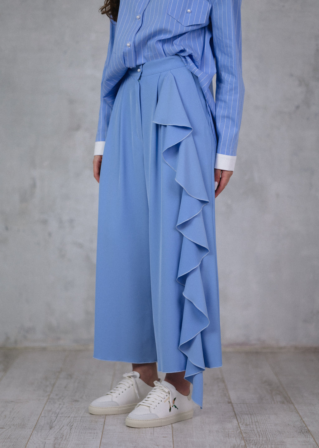 Azure culotte with ruffle detail