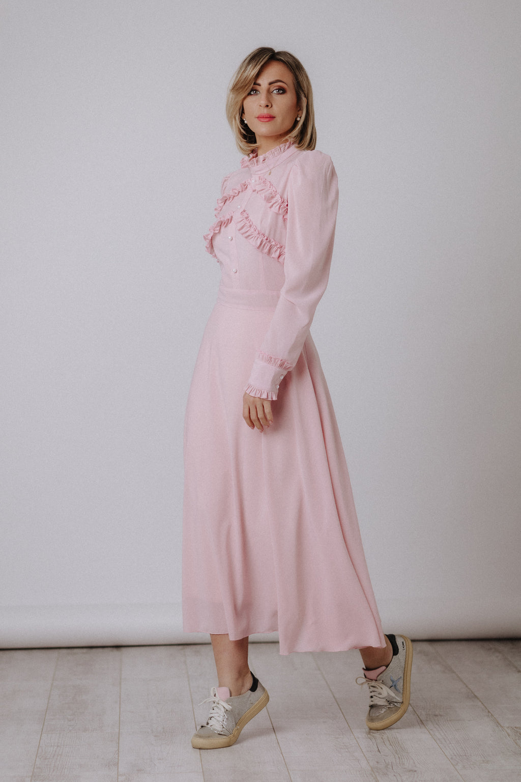 Ruffled powder dress