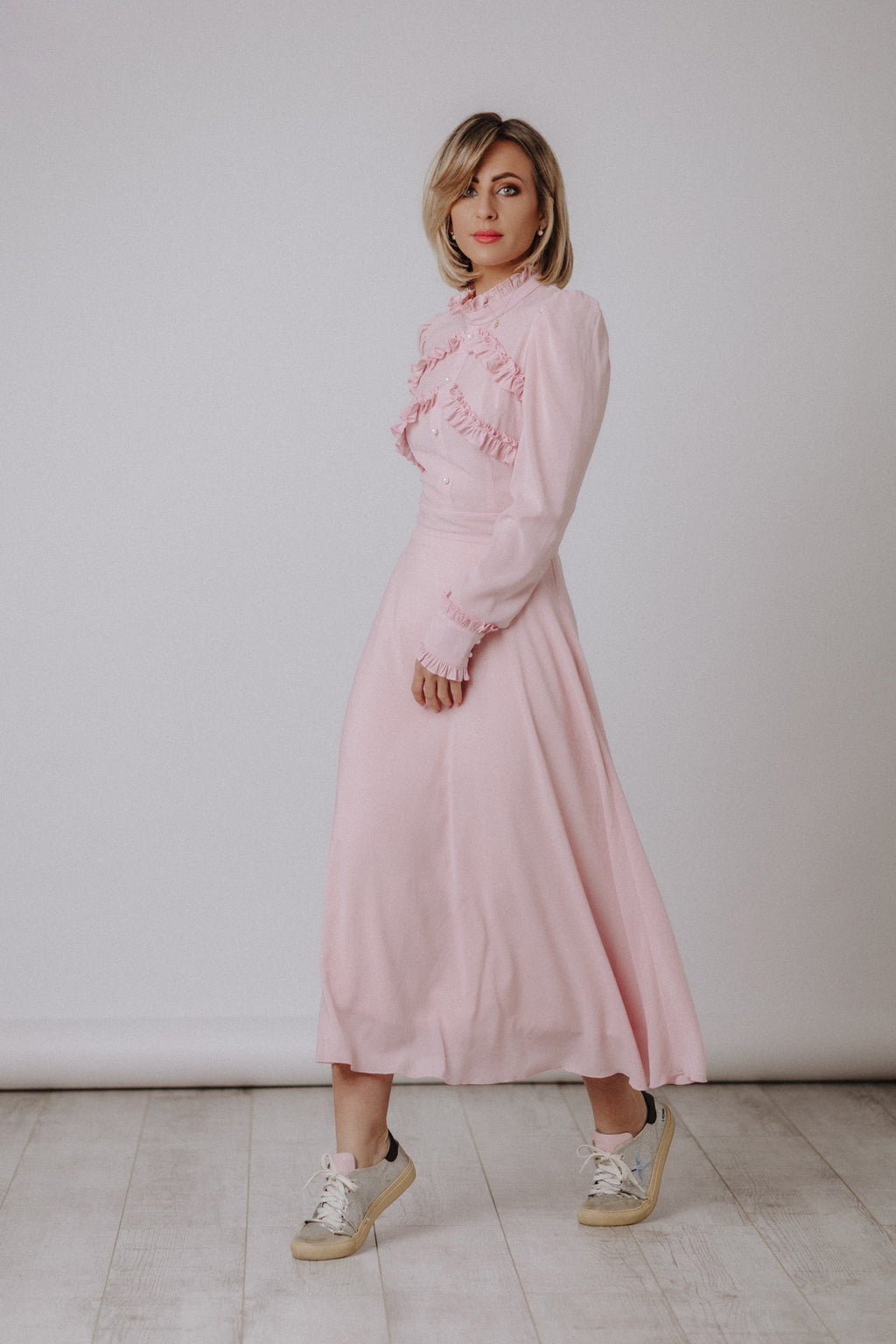 Ruffled powder dress