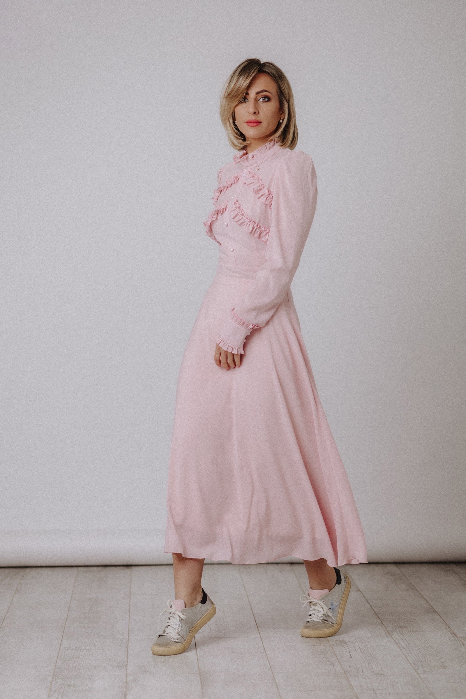 Ruffled powder dress