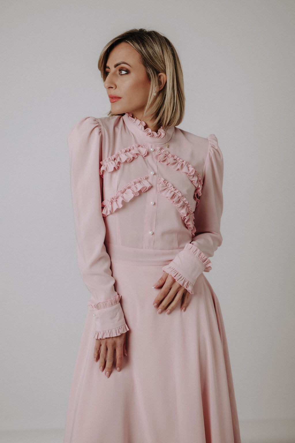 Ruffled powder dress
