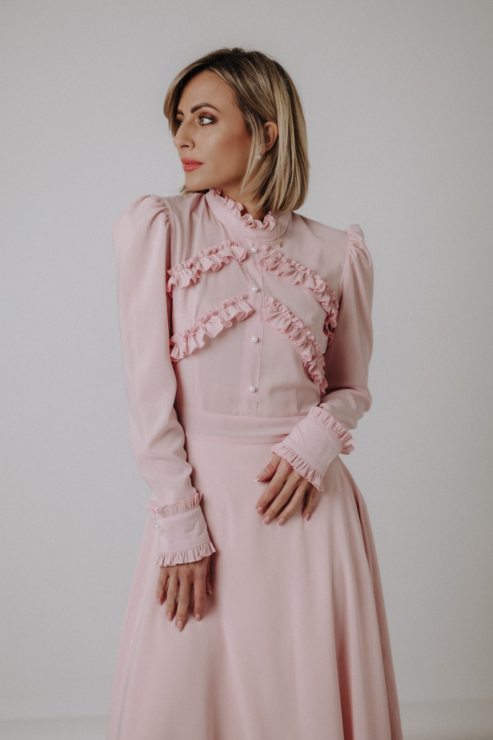 Ruffled powder dress