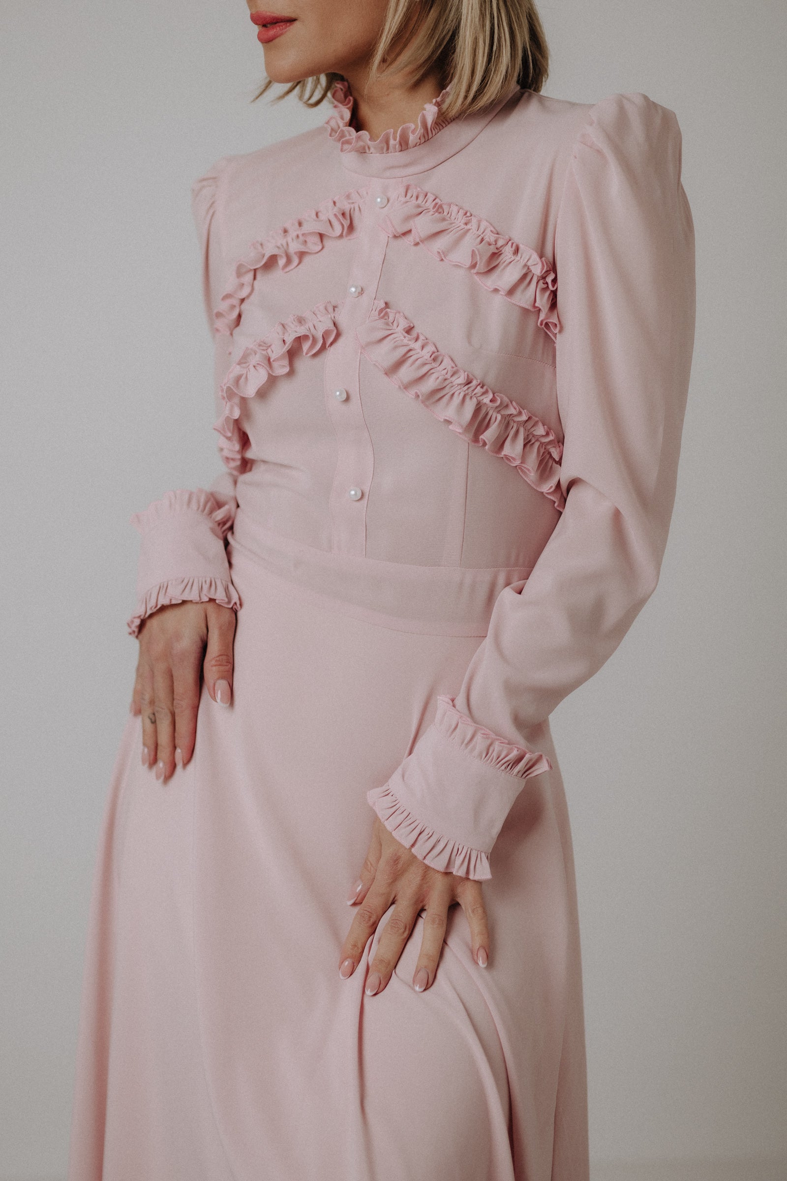 Ruffled powder dress