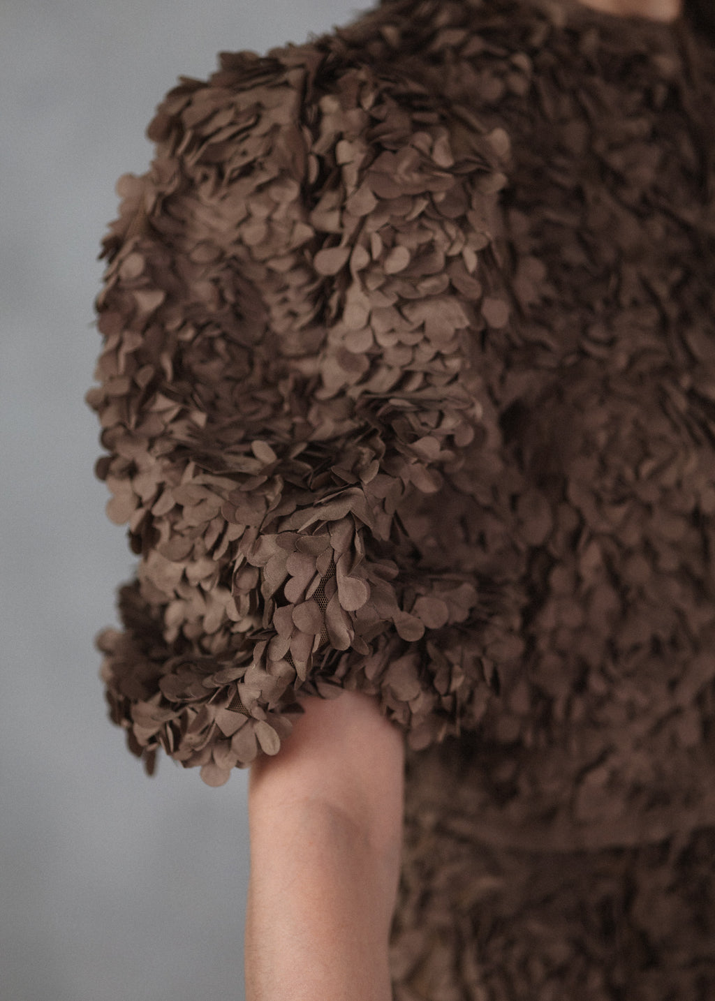 Brown appliqué floral jacket