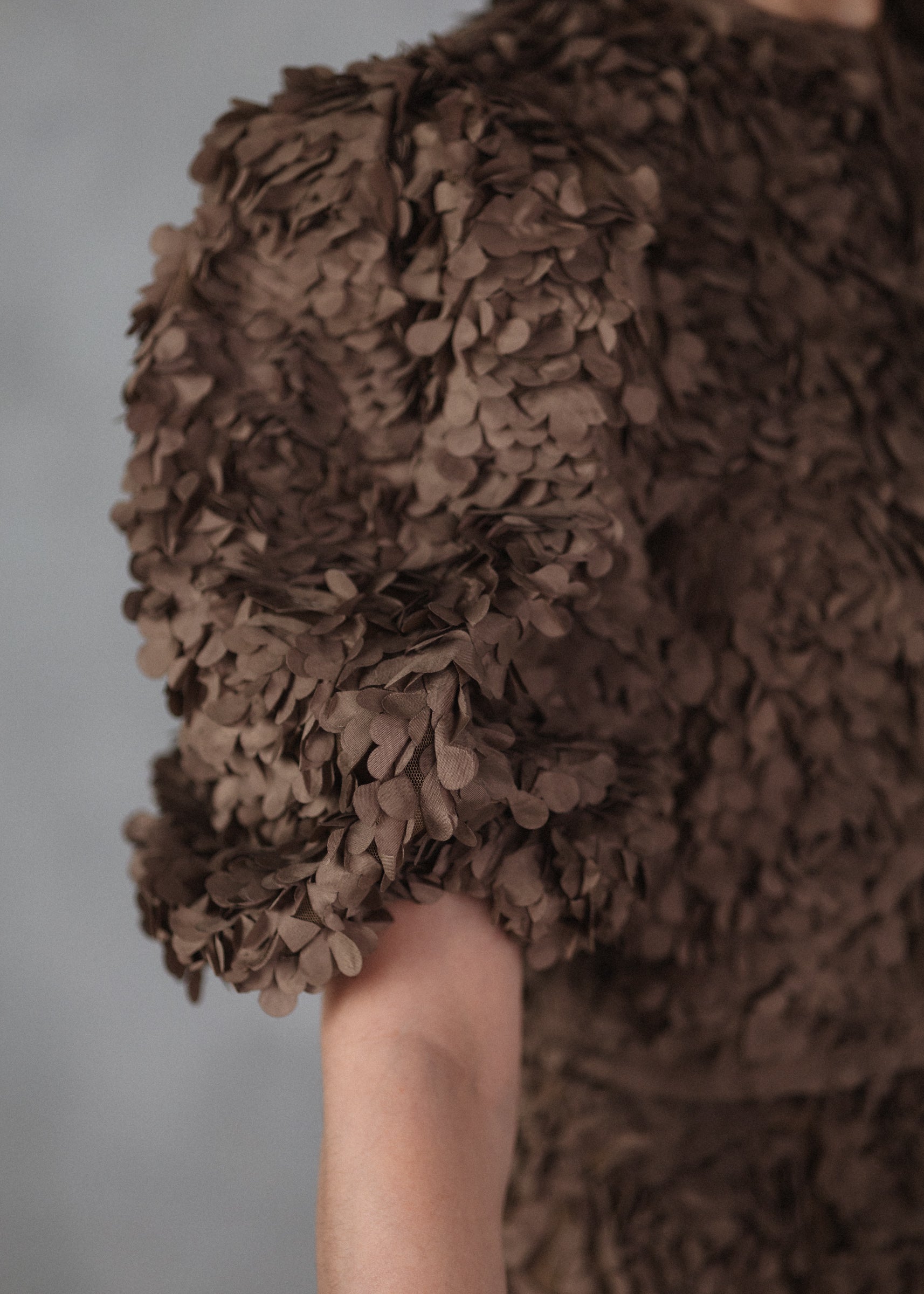 Brown appliqué floral jacket