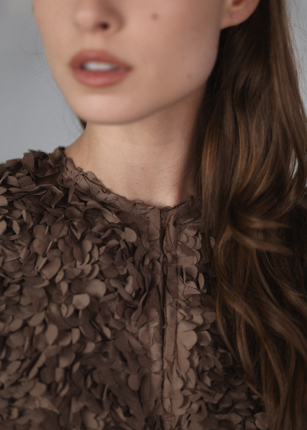 Brown appliqué floral jacket