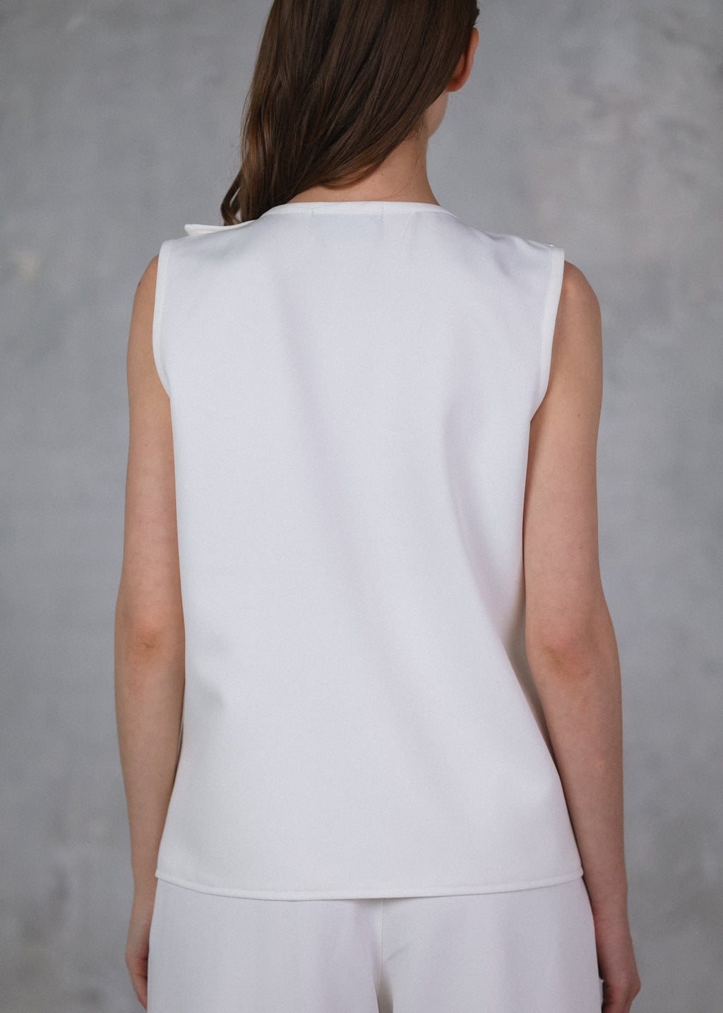 Sleeveless wrap top in ecru
