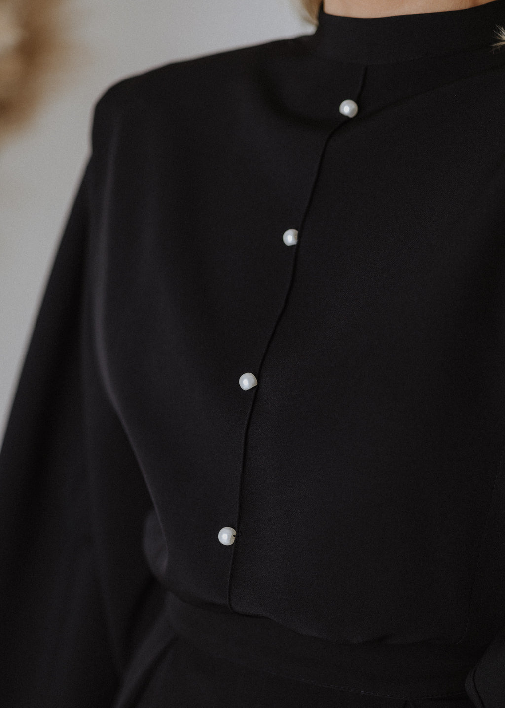Fine fabric overalls in black